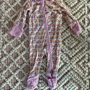 Little Sleepies Rainbow Footed One-Piece Pajama with Pink Trim